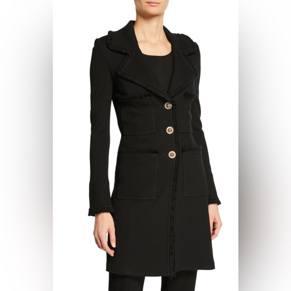 NEW ST JOHN CAVIAR MILANO PIQUE FIT AND FLARE TOPPER COAT - Picture 2 of 3